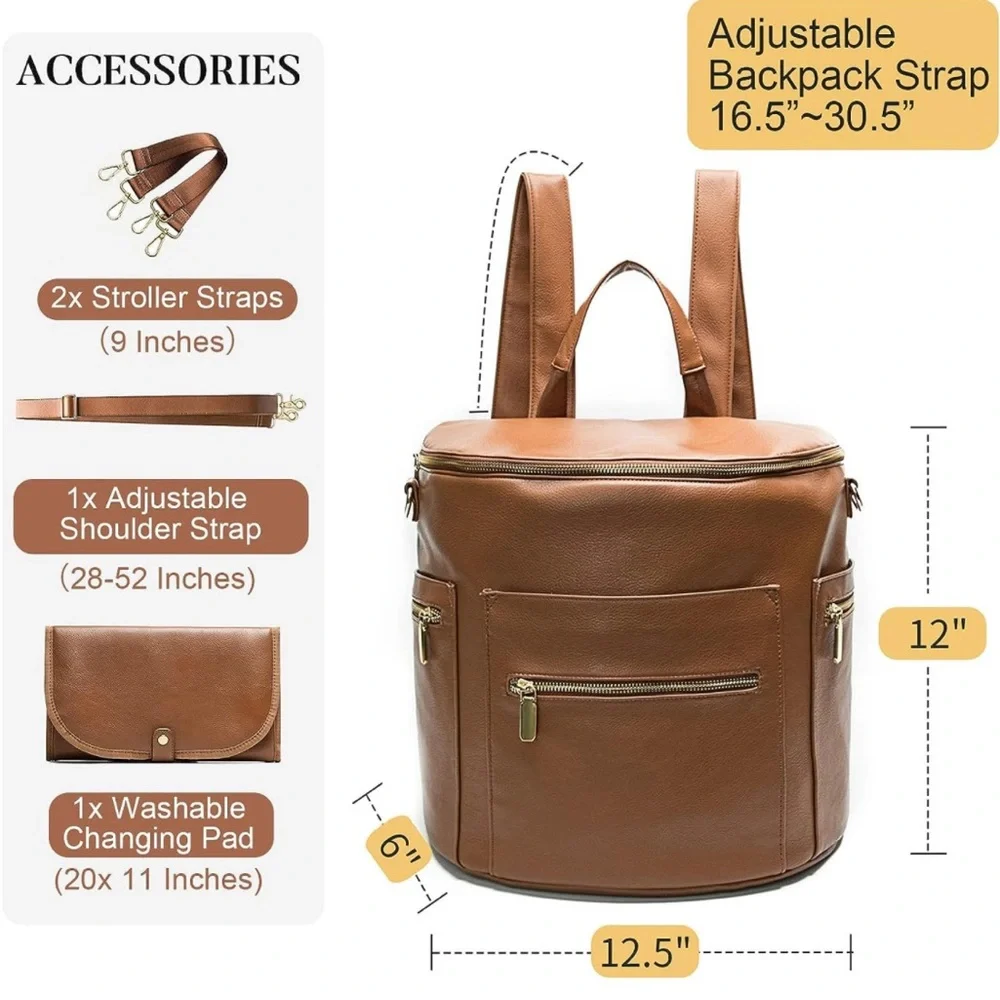 Classic Brown Kids Backpack with Front Zip Pocket